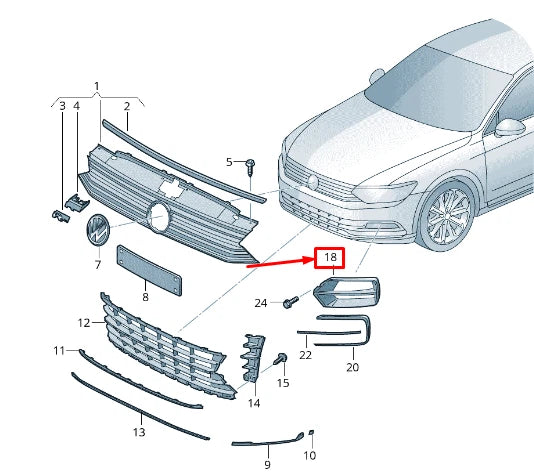 NEW VW PASSAT B8 3G FRONT RIGHT BUMPER VENT GRILLE 3G0853666F041 ORIGINAL