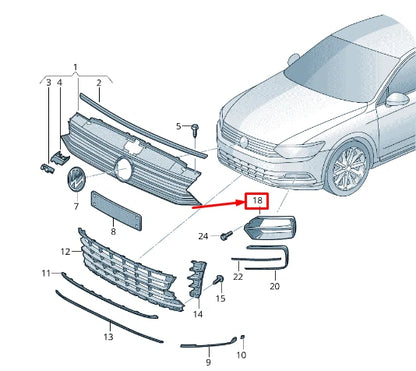 NEW VW PASSAT B8 3G FRONT RIGHT BUMPER VENT GRILLE 3G0853666F041 ORIGINAL