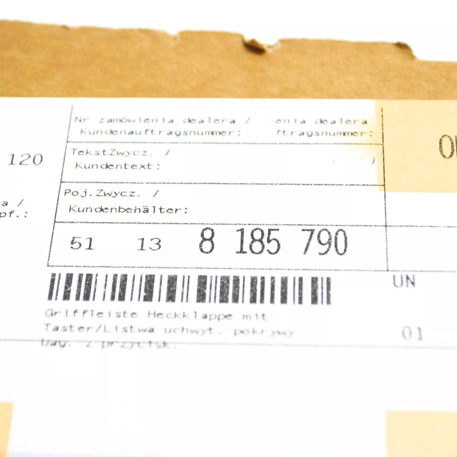 NEW BMW 5 E39 TOURING 2.0I TRUNK LID GRIP WITH KEY BUTTON 51138185790 ORIGINAL