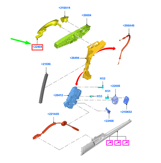 new ford mondeo mk5 rear right door outer handle 2434496 original
