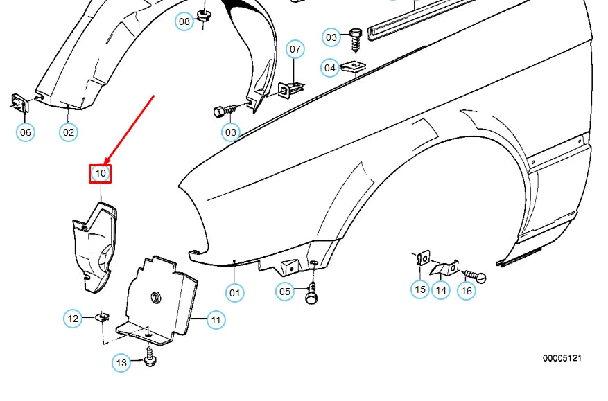 NEW BMW 3 E30 FRONT LEFT WHEEL HOUSING COVER 51711943829 1943829 ORIGINAL