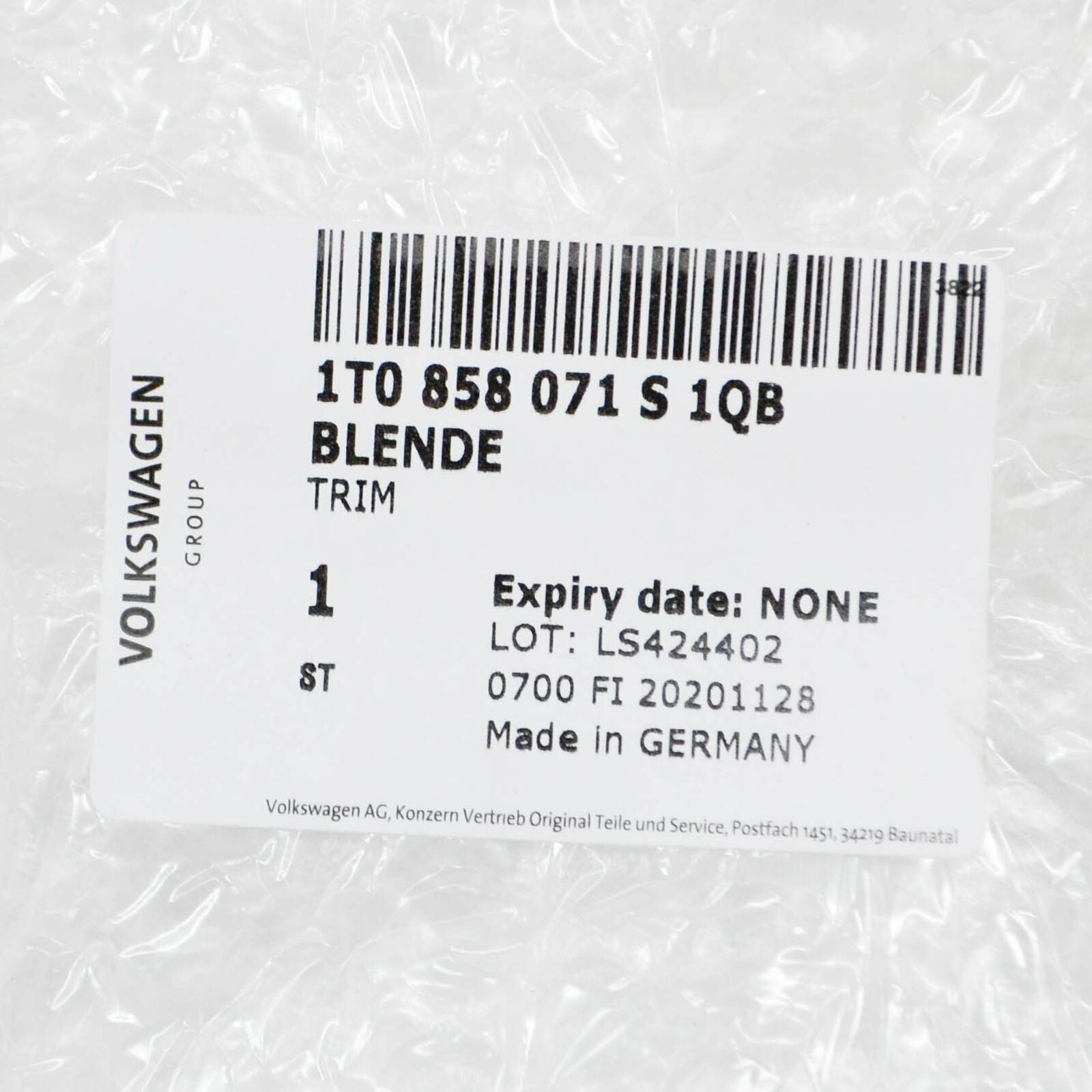 NEW VW TOURAN 1T INSTRUMENT PANEL CENTER TRIM 1T0858071S1QB ORIGINAL