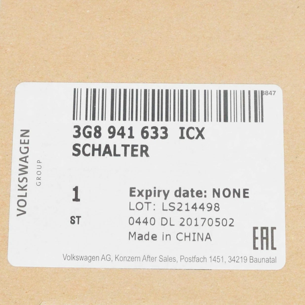 NEW VOLKSWAGEN ARTEON HEADLIGHT SWITCH CONTROL UNIT 3G8941633ICX 2019