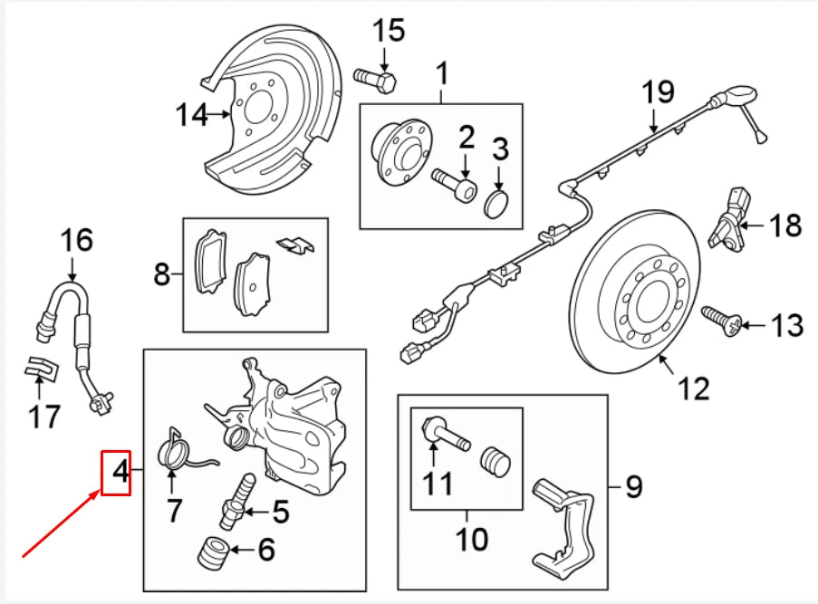 NEW VW GOLF VII 5G MK7 REAR LEFT BRAKE CALIPER 5F0615423 ORIGINAL