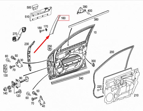 NEW MB E-CLASS W211 FRONT LEFT DOOR EXTERIOR B-PILLAR TRIM A2116903187