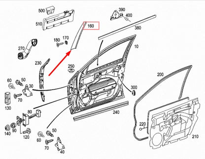 NEW MB E-CLASS W211 FRONT LEFT DOOR EXTERIOR B-PILLAR TRIM A2116903187