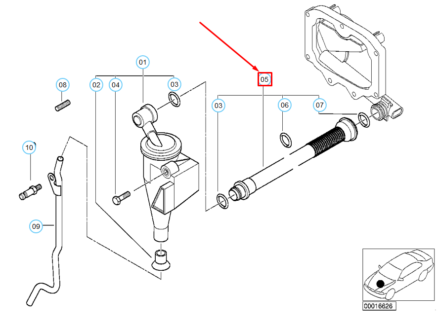 new bmw 5 e39 engine crankcase vent pipe 11151705301 1705301 original