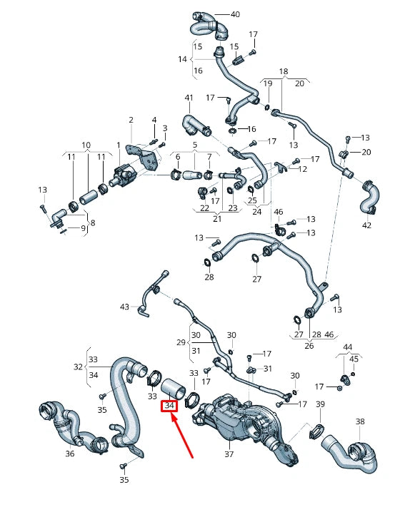 NEW AUDI Q7 4M ENGINE COOLANT HOSE 0P2121051