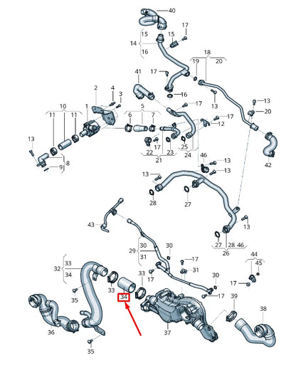 NEW AUDI Q7 4M ENGINE COOLANT HOSE 0P2121051