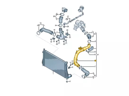 NEW VOLKSWAGEN ARTEON 3H7 CHARGE AIR TUBE 5WA145840D ORIGINAL