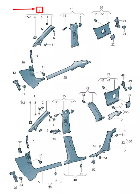 NEW AUDI RS3 LEFT UPPER A-PILLAR TRIM 8V0867233VU6