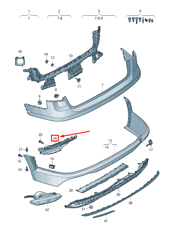 new audi a4 avant b9 rear right bumper cover bracket 8w9807348a original