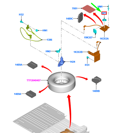 new ford transit custom mk1 spare wheel carrier plug 1251862 original