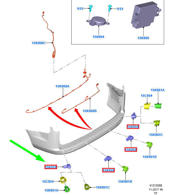 new ford tourneo custom rear parking aid system sensor assy 2137143 original