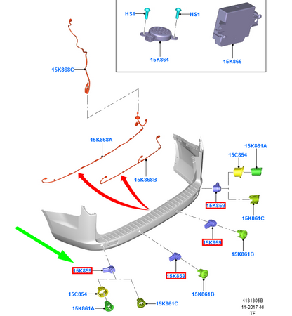 new ford tourneo custom rear parking aid system sensor assy 2137143 original