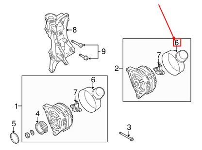 new audi a3 sportback 8p rear alternator protective cap 06f903193a original