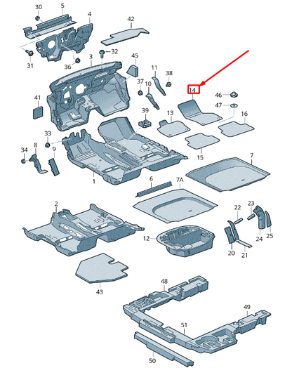 new skoda octavia 5e mk3 front right floor mat lhd 5e1864436jhs original