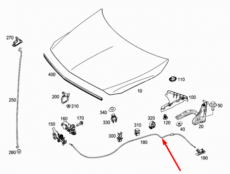 new mercedes-benz a-class w176 bonent hood release cable a2468800159 rhd
