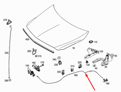 new mercedes-benz a-class w176 bonent hood release cable a2468800159 rhd