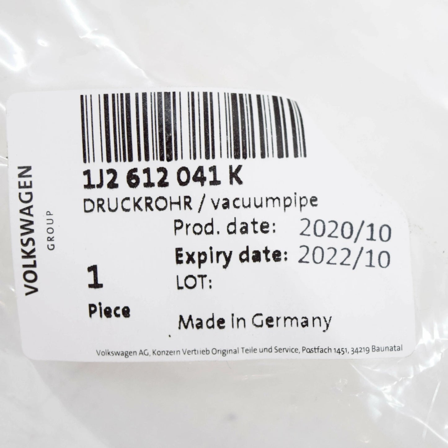 NEW AUDI TT 8N BRAKE SYSTEM VACUUM HOSE RHD 1J2612041K