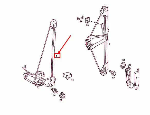 NEW MERCEDES-BENZ 190 W201 REAR LEFT DOOR WINDOW LIFT A2017300346 ORIGINAL