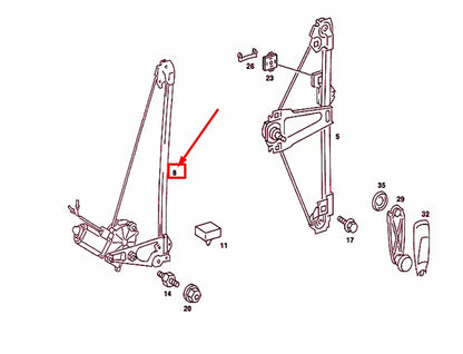 NEW MERCEDES-BENZ 190 W201 REAR LEFT DOOR WINDOW LIFT A2017300346 ORIGINAL