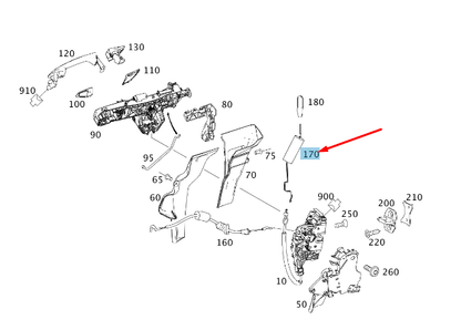 new mercedes-benz e w212 front right door lock securing rod a2127230739 original