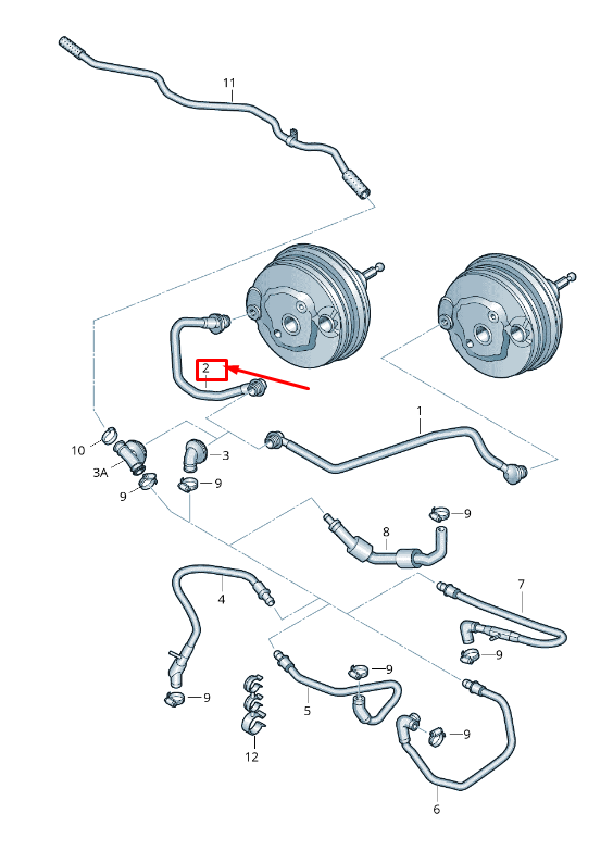 new audi a4 b8 vacuum pipe with non-return valve rhd 8k2611931ac original