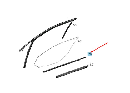 NEW MB E W212 FRONT RIGHT DOOR WINDOW OUTER SEALING RAIL A2127250465 ORIGINAL