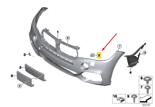 NEW BMW X5 F15 LEFT SIDE M SPRAY NOZZLE COVER CAP 8059937 51118059937 ORIGINAL