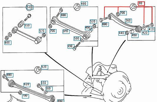 NEW MERCEDES-BENZ E W210 REAR AXLE CONTROL ARM REPAIR KIT A2103504506