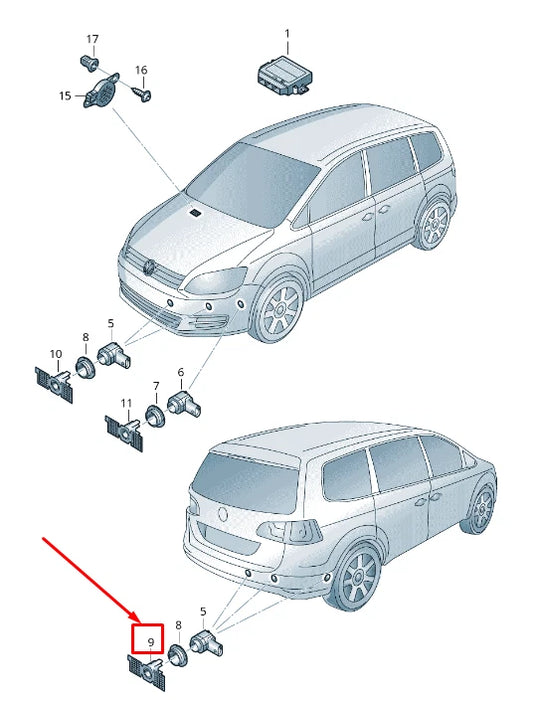 NEW VW SHARAN 7N REAR LEFT PARKING SENSOR BRACKET 7N0919491BGRU