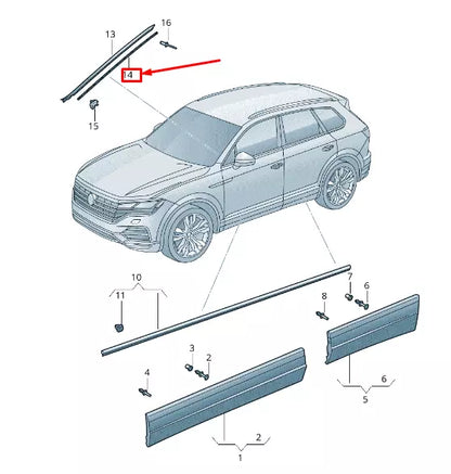NEW VW TOUAREG CR RIGHT RETAINING STRIP 760854542