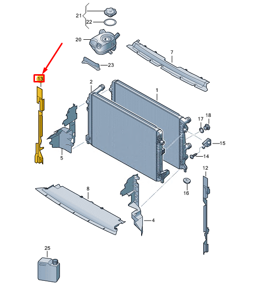new audi a1 gb right engine radiator sealing strip 82a121332c original