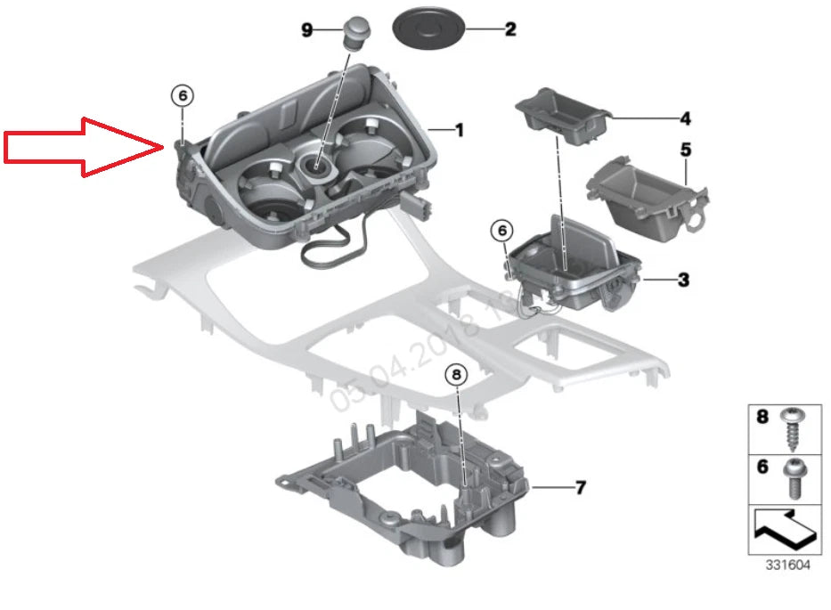 NEW BMW 5 F10 FRONT CENTER CONSOLE CUP HOLDER 51169277262 9277262 2015 ORIGINAL