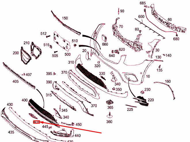 NEW MB GLC C253 AMG FRONT BUMPER LEFT ORNAMENTAL MOLDING A2538856900 ORIGINAL