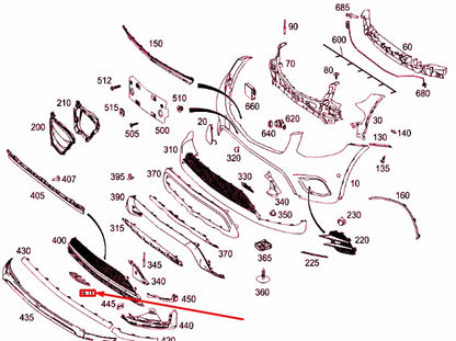 NEW MB GLC C253 AMG FRONT BUMPER LEFT ORNAMENTAL MOLDING A2538856900 ORIGINAL