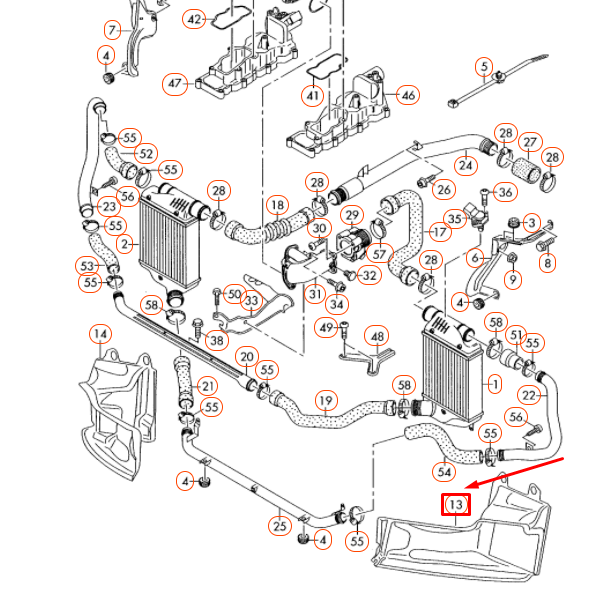 new audi a6 c6 left charge air cooler air guide 4f0145333h original