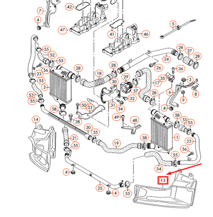 new audi a6 c6 left charge air cooler air guide 4f0145333h original