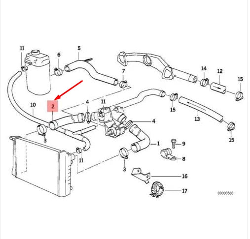 NEW BMW 8 E31 COOLING SYSTEM WATER HOSE 11531741411 1741411 ORIGINAL