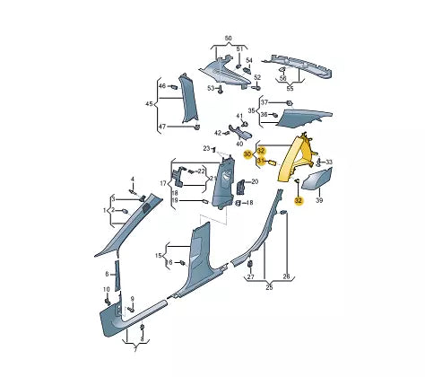 NEW AUDI A6 C8 RIGHT SIDE C-PILLAR TRIM 4K5867288APCB ORIGINAL