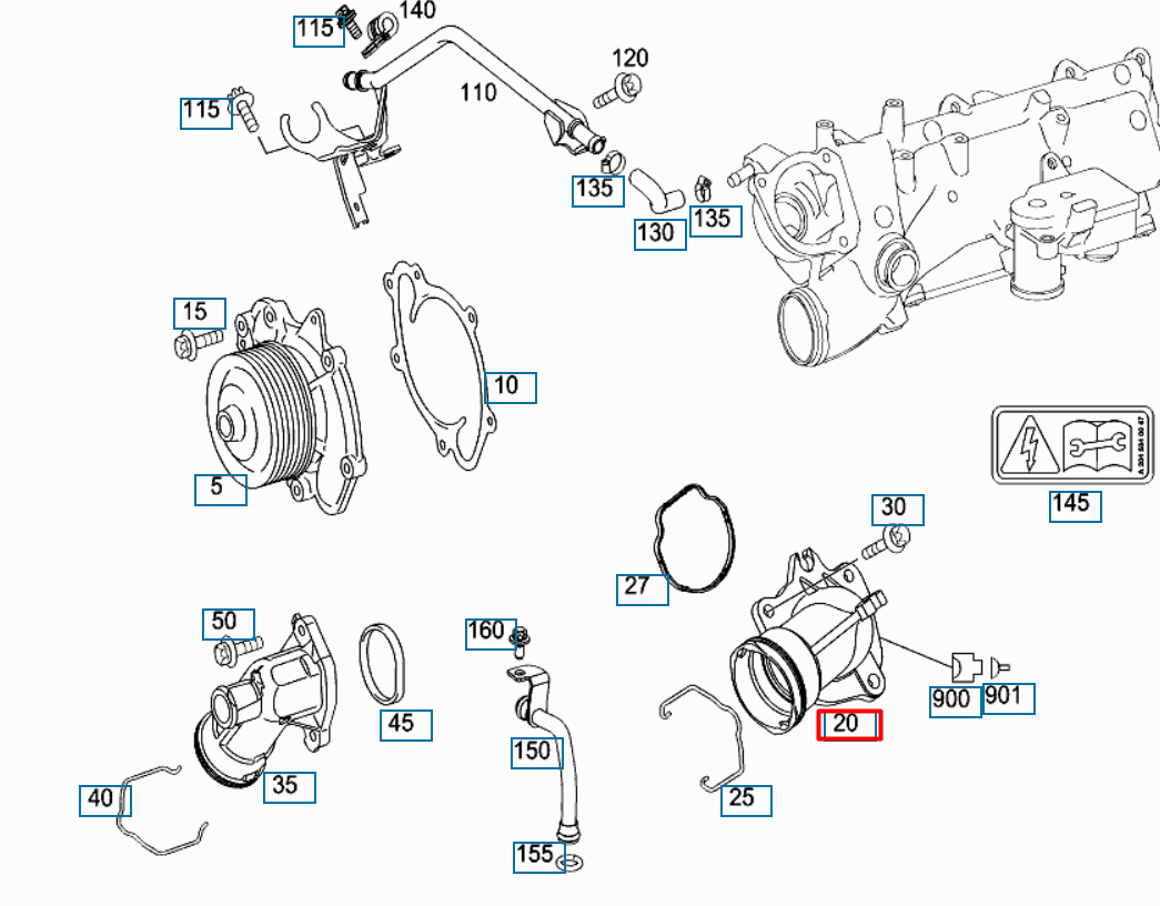NEW MERCEDES-BENZ E W213 ENGINE COOLANT THERMOSTAT A6422002515 ORIGINAL