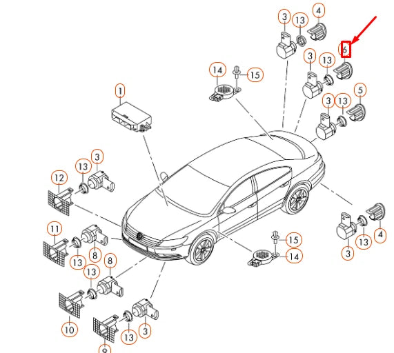 NEW VW CC REAR RIGHT INNER ULTRASOUND SENSOR RETAINER 3C8919492 ORIGINAL