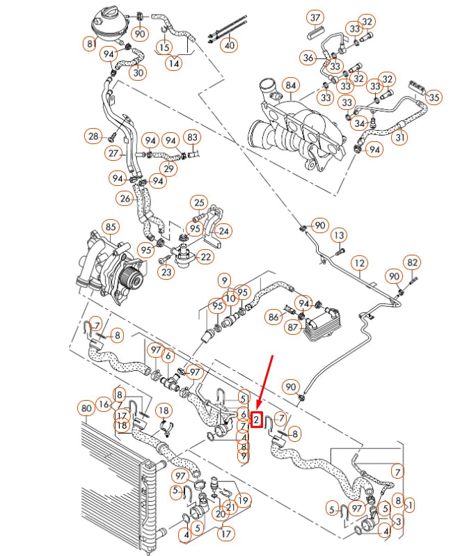 NEW VOLKSWAGEN CC ENGINE RADIATOR UPPER COOLANT HOSE 3C0122101GG ORIGINAL