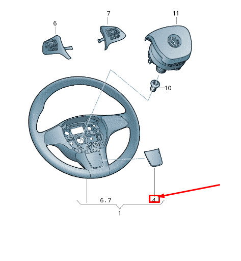new vw touareg 7p mk2 steering wheel lower cover cap 7p6419685n0r original
