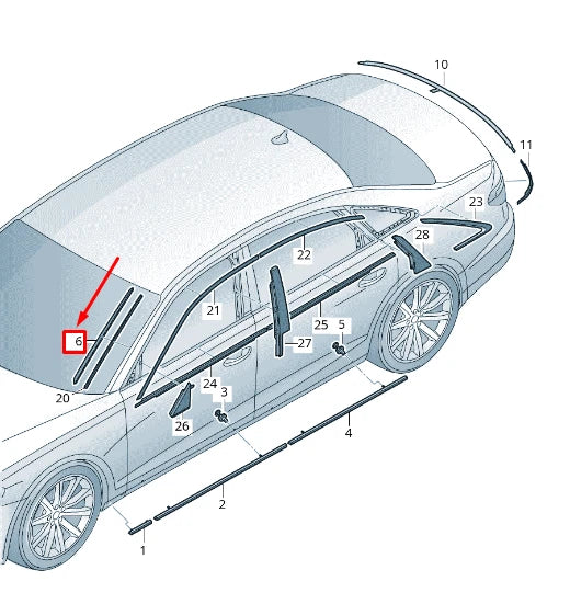 NEW AUDI A8 4N RIGHT WINDSHIELD MOLDING 4N08543283FZ