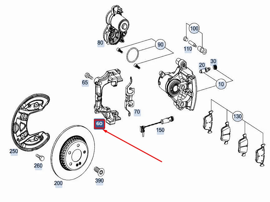 NEW MERCEDES-BENZ C W205 REAR LEFT BRAKE CARRIER A2054230306 ORIGINAL