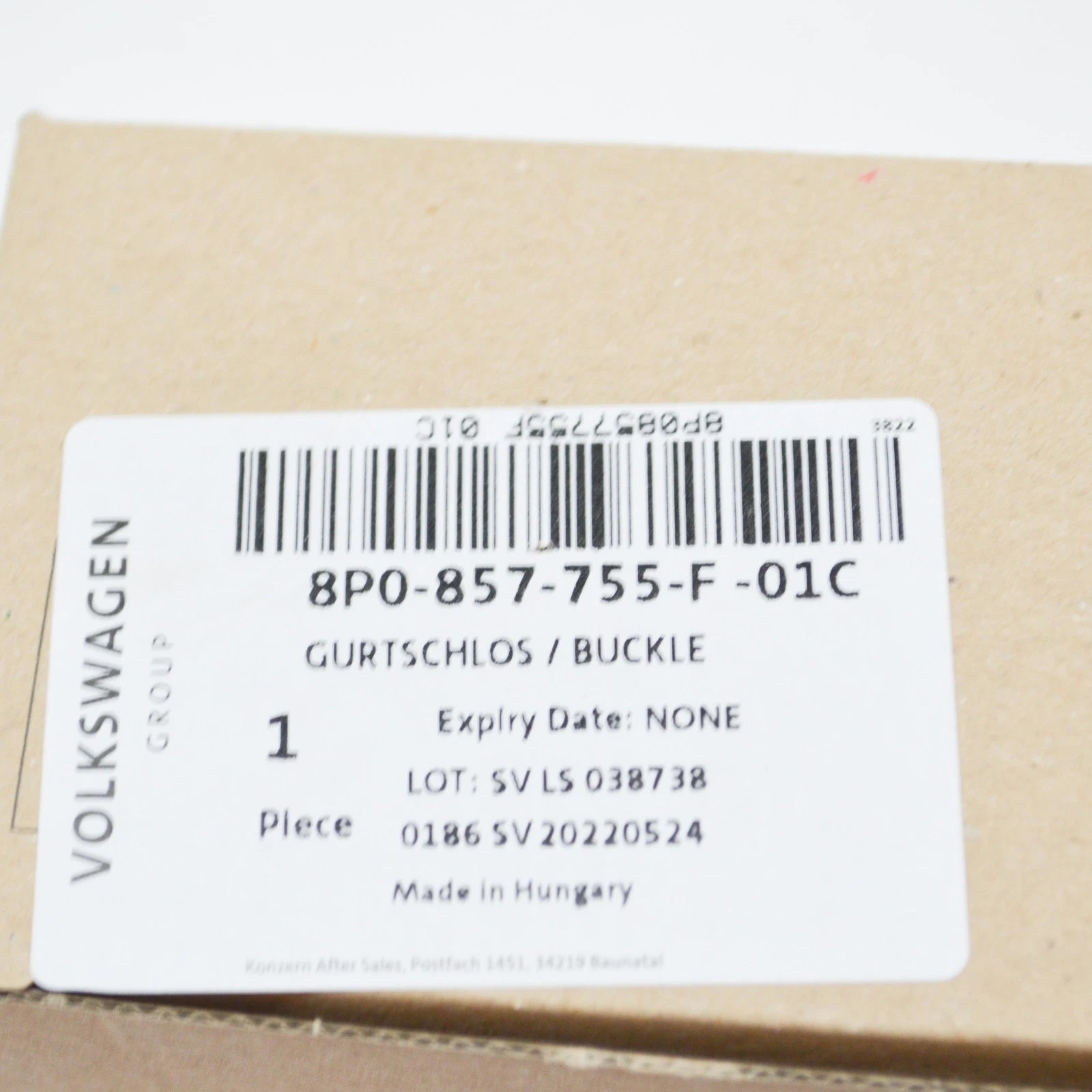 NEW AUDI A3 8P FRONT LEFT SEAT BUCKLE LATCH LHD 8P0857755F01C