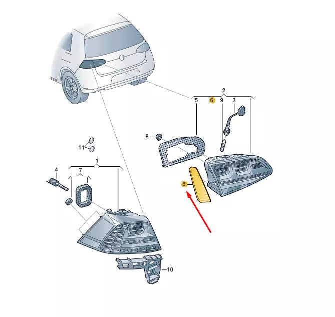 NEW VW GOLF MK7 REAR LEFT INNER TAIL LIGHT COVER 5G0945425 ORIGINAL