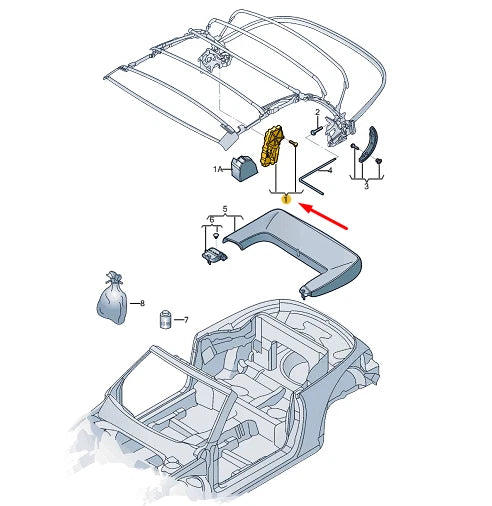 NEW VW BEETLE CABRIO A5 TOP FRAME ELECTRIC MOTOR 5C3871601A ORIGINAL